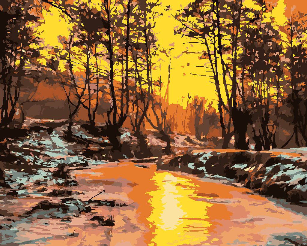 zuty Malování podle čísel - STUDENÝ ZÁPAD SLUNCE - Rozměr: 40x50 cm, Rámování: Varianta: vypnuté plátno na rám - obrázek 5