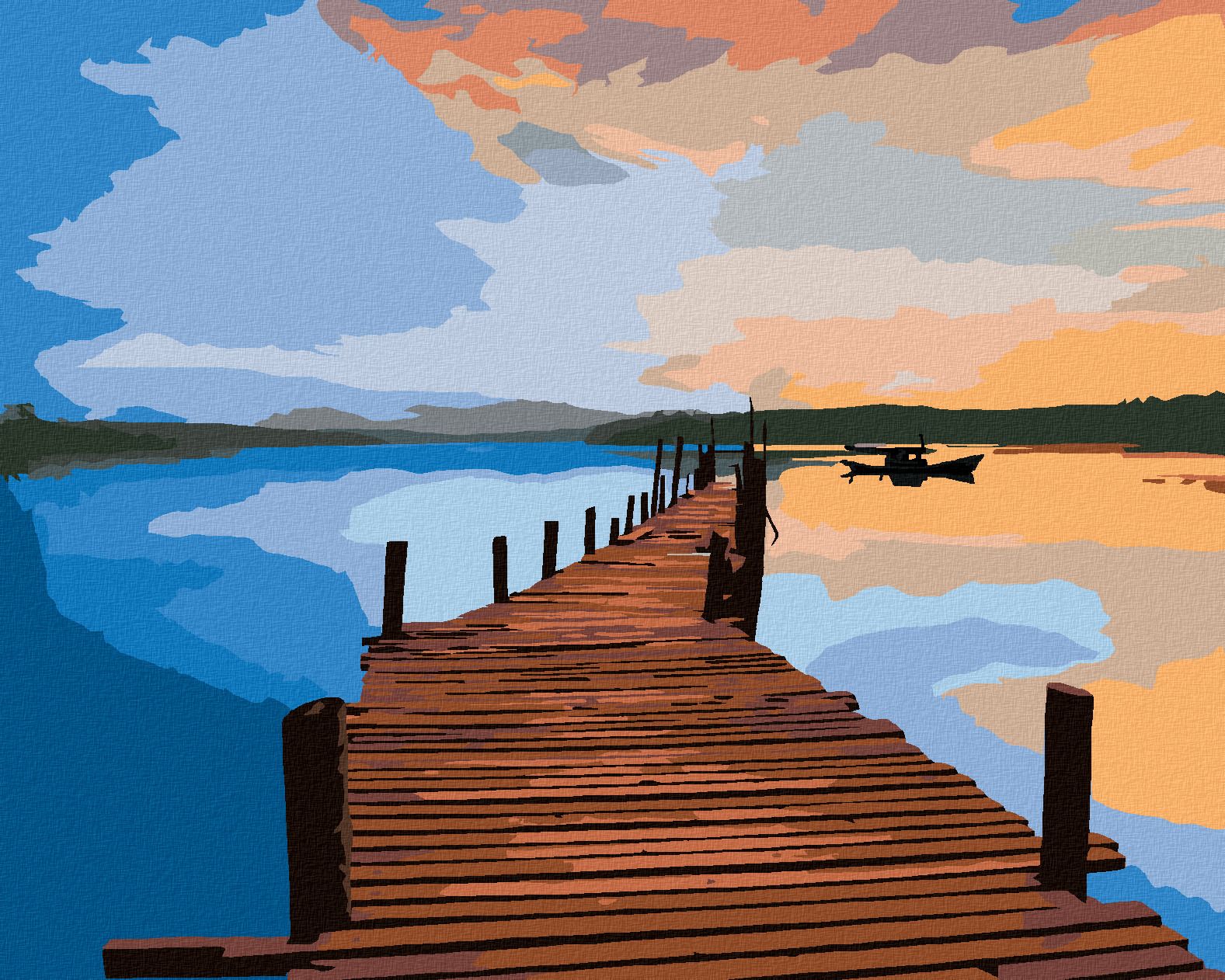 zuty Malování podle čísel - VÝCHOD SLUNCE NAD MOLEM - Rozměr: 40x50 cm, Rámování: Varianta: vypnuté plátno na rám - obrázek 1