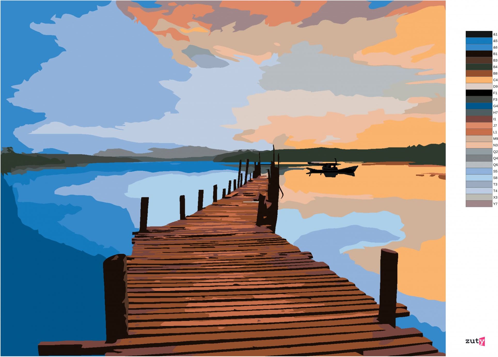 zuty Malování podle čísel - VÝCHOD SLUNCE NAD MOLEM - Rozměr: 40x50 cm, Rámování: Varianta: vypnuté plátno na rám - obrázek 5