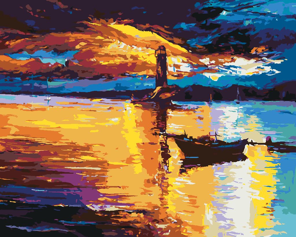 zuty Malování podle čísel - ZÁPAD SLUNCE NAD MAJÁKEM - Rozměr: 40x50 cm, Rámování: Varianta: bez rámu a bez vypnutí plátna - obrázek 7