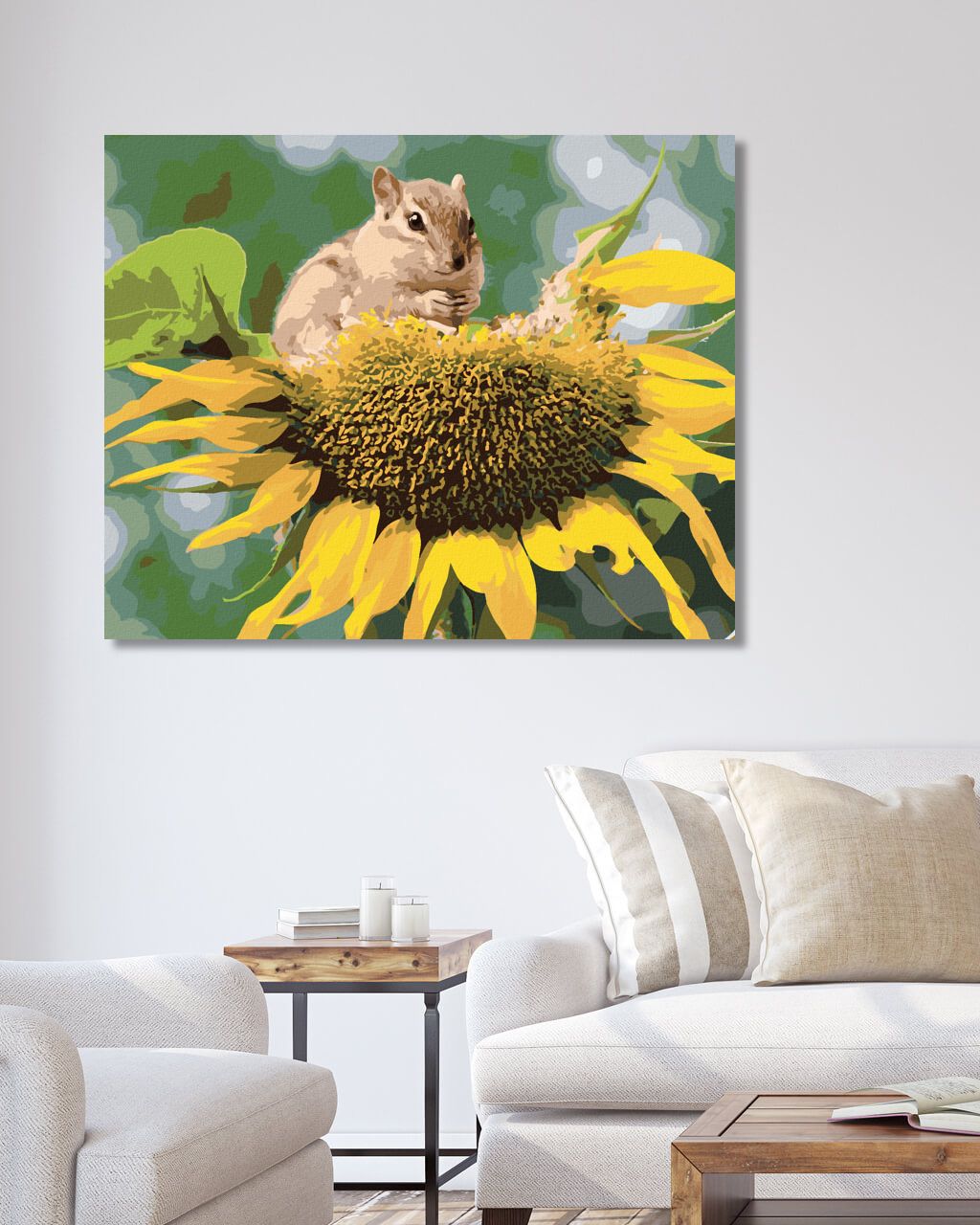 zuty Malování podle čísel - VEVERKA U SLUNEČNICE - Rozměr: 40x50 cm, Rámování: Varianta: vypnuté plátno na rám - obrázek 2