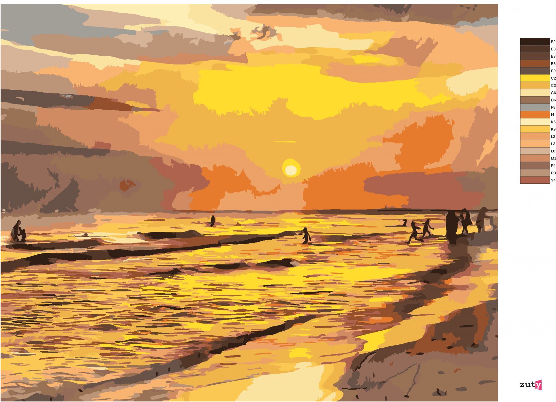 zuty Malování podle čísel - ZÁPAD SLUNCE NA PLÁŽI - Rozměr: 40x50 cm, Rámování: Varianta: vypnuté plátno na rám - obrázek 3