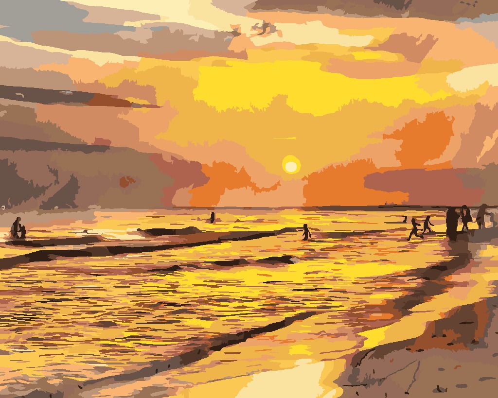 zuty Malování podle čísel - ZÁPAD SLUNCE NA PLÁŽI - Rozměr: 40x50 cm, Rámování: Varianta: vypnuté plátno na rám - obrázek 5