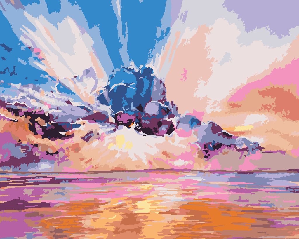 zuty Malování podle čísel - RŮŽOVÝ VÝCHOD SLUNCE - Rozměr: 40x50 cm, Rámování: Varianta: bez rámu a bez vypnutí plátna - obrázek 3
