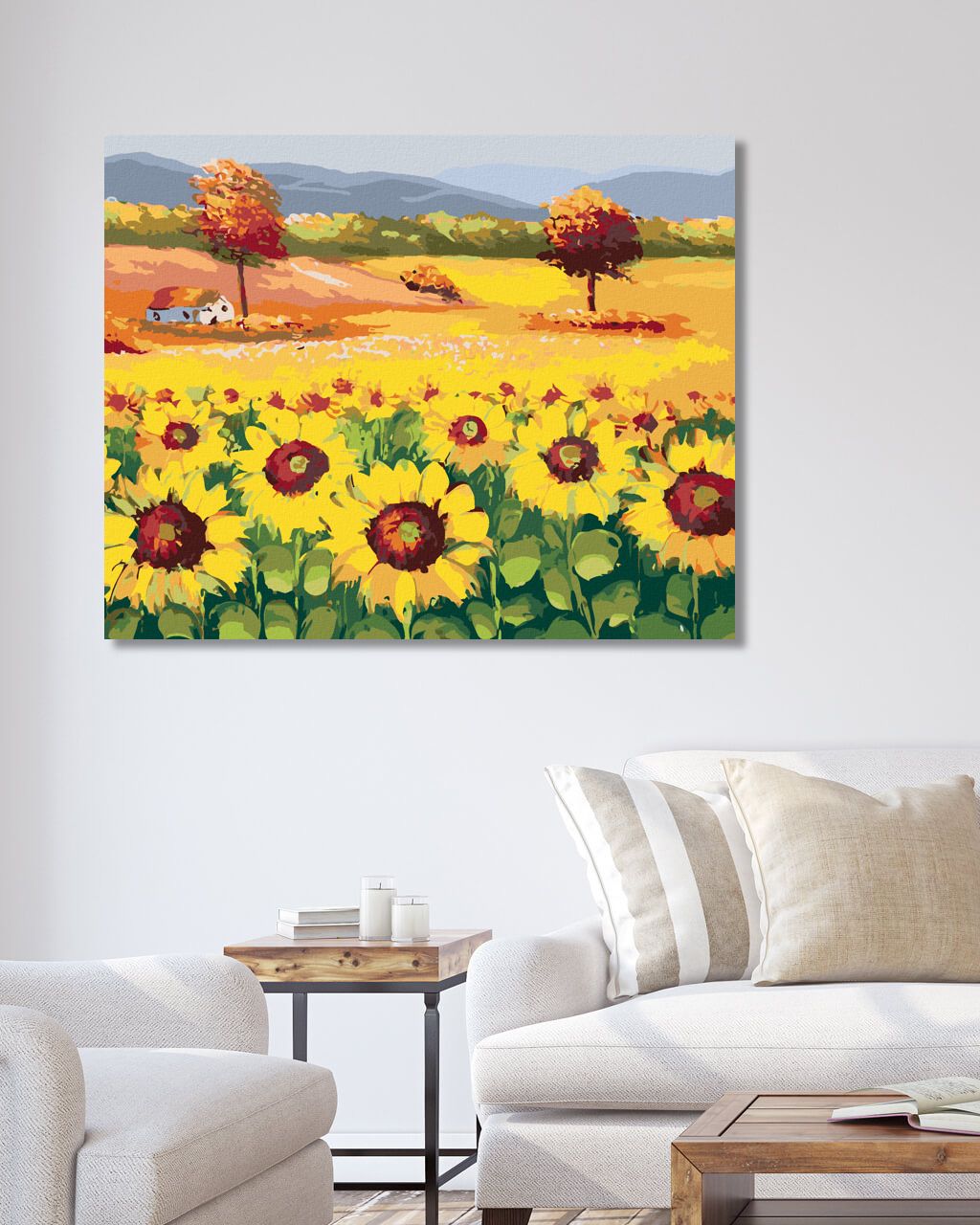 zuty Malování podle čísel - PŘEKRÁSNÉ POLE PLNÉ SLUNEČNIC - Rozměr: 40x50 cm, Rámování: Varianta: vypnuté plátno na rám - obrázek 7