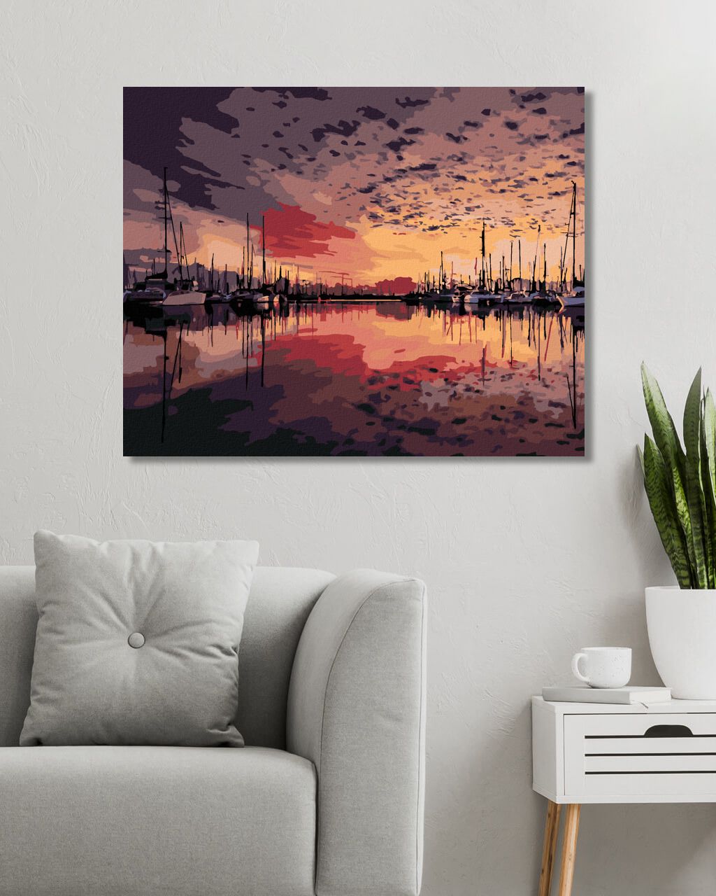 zuty Malování podle čísel - VÝCHOD SLUNCE NAD PŘÍSTAVEM - Rozměr: 40x50 cm, Rámování: Varianta: vypnuté plátno na rám - obrázek 3