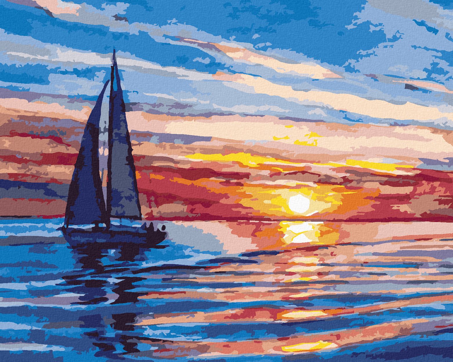 zuty Malování podle čísel - ZÁPAD SLUNCE NA MOŘI - Rozměr: 40x50 cm, Rámování: Varianta: bez rámu a bez vypnutí plátna - obrázek 1