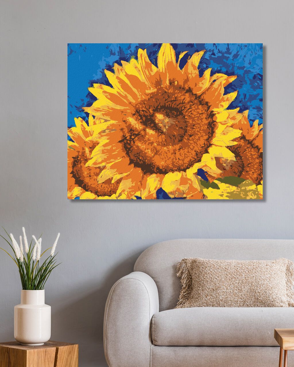 zuty Malování podle čísel - SLUNEČNICE NA MODRÉM POZADÍ - Rozměr: 40x50 cm, Rámování: Varianta: bez rámu a bez vypnutí plátna - obrázek 10