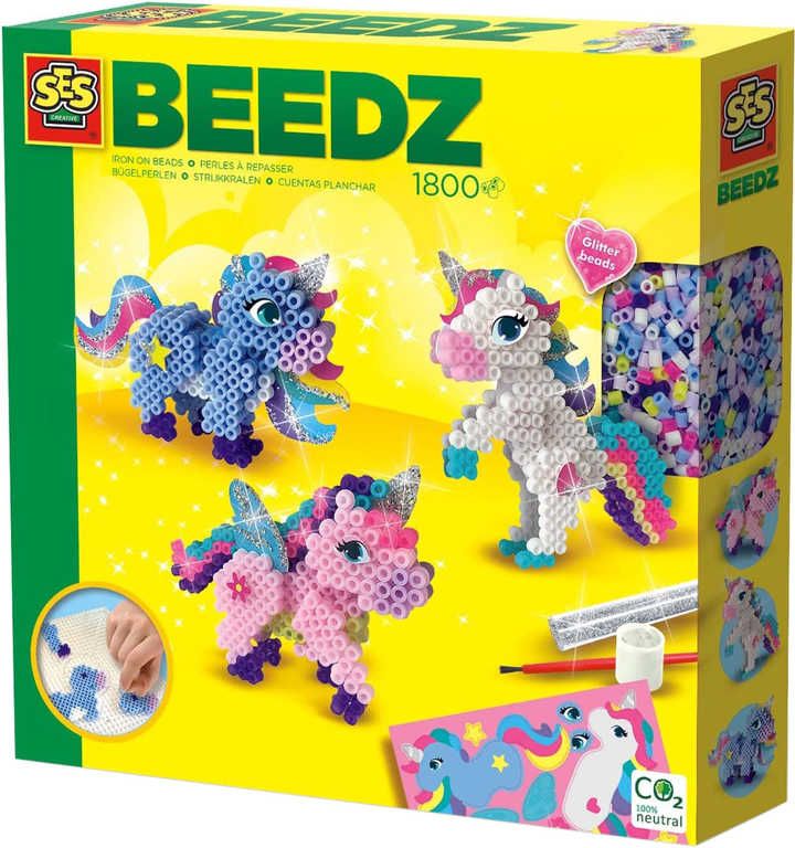 SES CREATIVE Beedz Jednorožci 3D zažehlovací korálky 1800ks kreativní set - obrázek 1