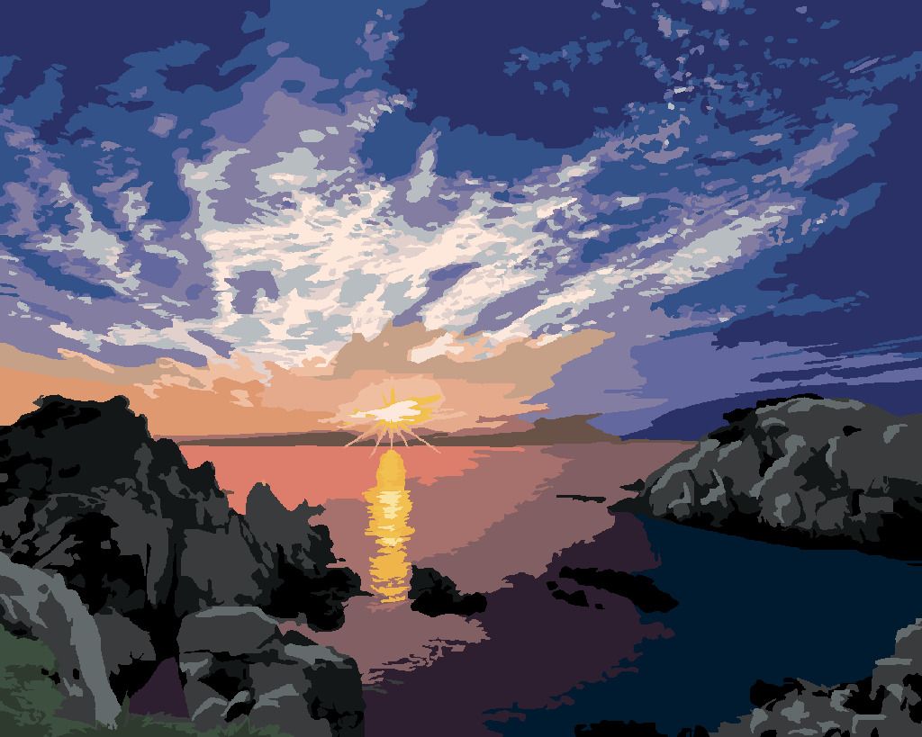 zuty Malování podle čísel - VÝCHOD SLUNCE NAD POBŘEŽÍM - Rozměr: 40x50 cm, Rámování: Varianta: vypnuté plátno na rám - obrázek 5