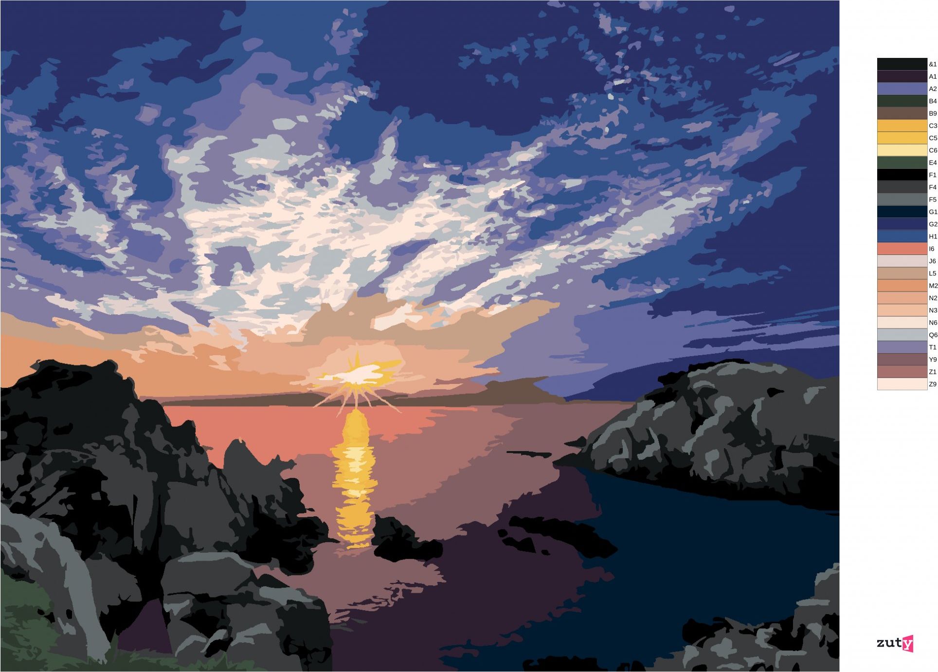 zuty Malování podle čísel - VÝCHOD SLUNCE NAD POBŘEŽÍM - Rozměr: 40x50 cm, Rámování: Varianta: vypnuté plátno na rám - obrázek 10