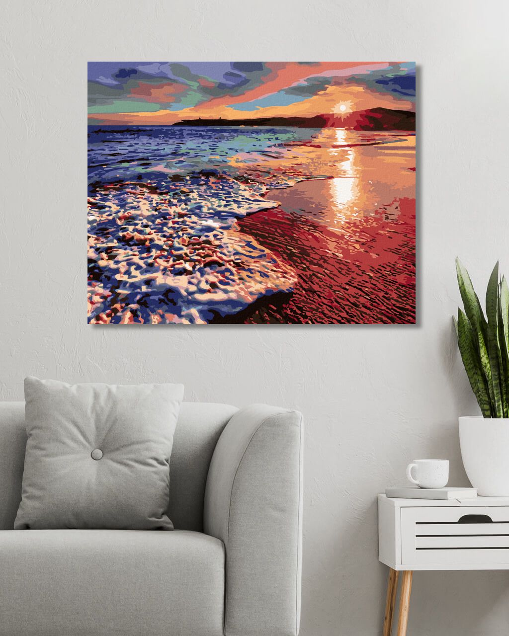 zuty Malování podle čísel - ZÁPAD SLUNCE NA BŘEHU PLÁŽE II - Rozměr: 40x50 cm, Rámování: Varianta: bez rámu a bez vypnutí plátna - obrázek 3