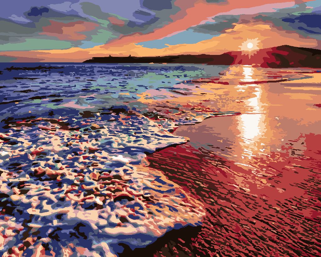 zuty Malování podle čísel - ZÁPAD SLUNCE NA BŘEHU PLÁŽE II - Rozměr: 40x50 cm, Rámování: Varianta: bez rámu a bez vypnutí plátna - obrázek 7