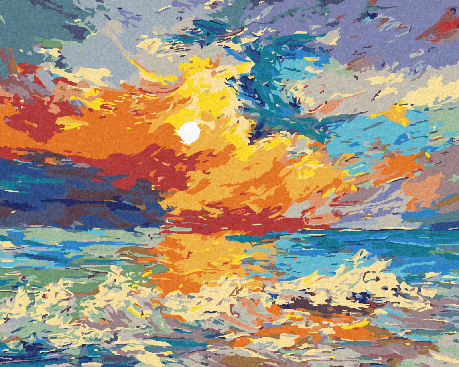 zuty Malování podle čísel - VÍCEBAREVNÝ ZÁPAD SLUNCE - Rozměr: 40x50 cm, Rámování: Varianta: vypnuté plátno na rám - obrázek 1