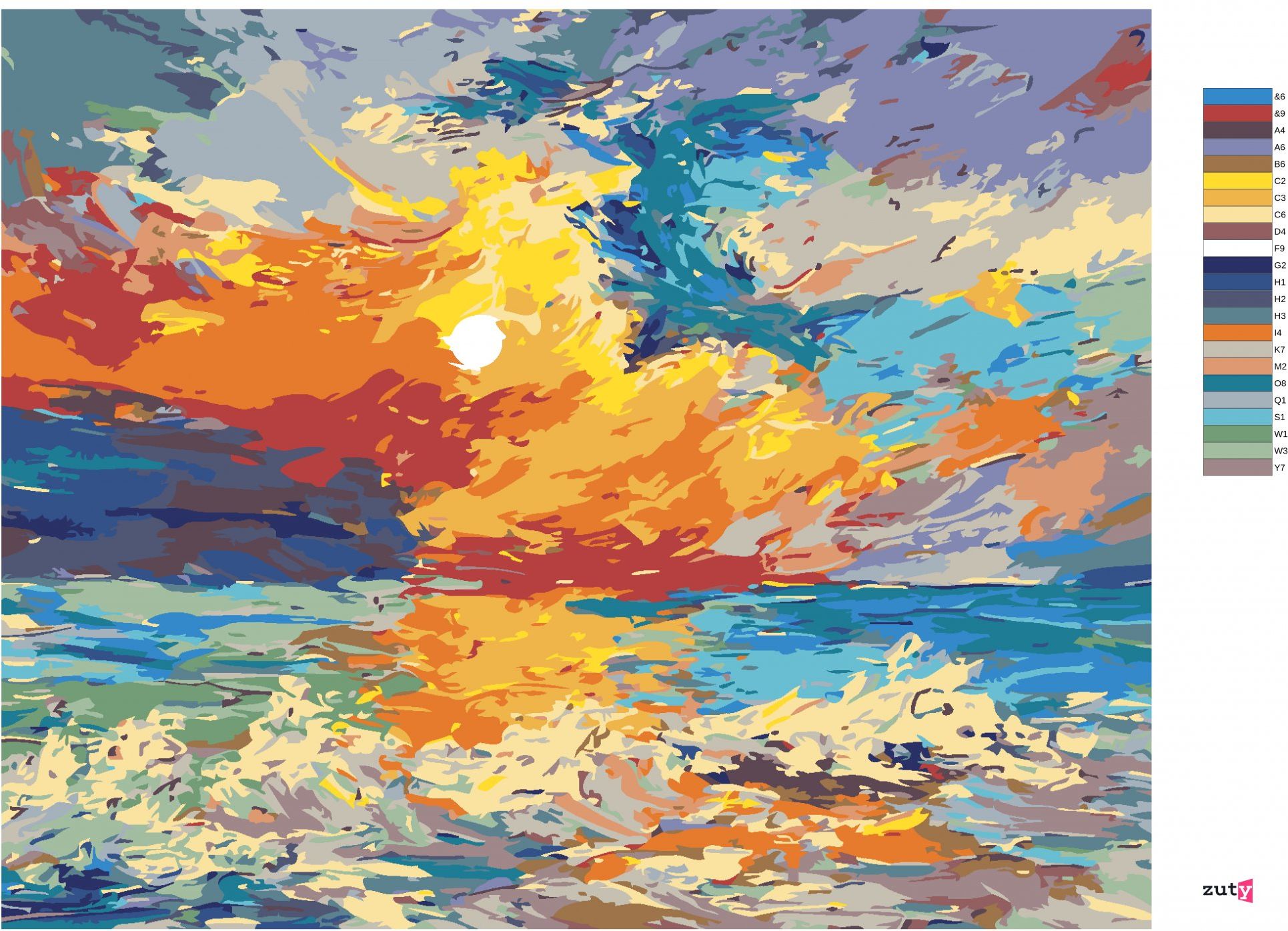 zuty Malování podle čísel - VÍCEBAREVNÝ ZÁPAD SLUNCE - Rozměr: 40x50 cm, Rámování: Varianta: vypnuté plátno na rám - obrázek 7