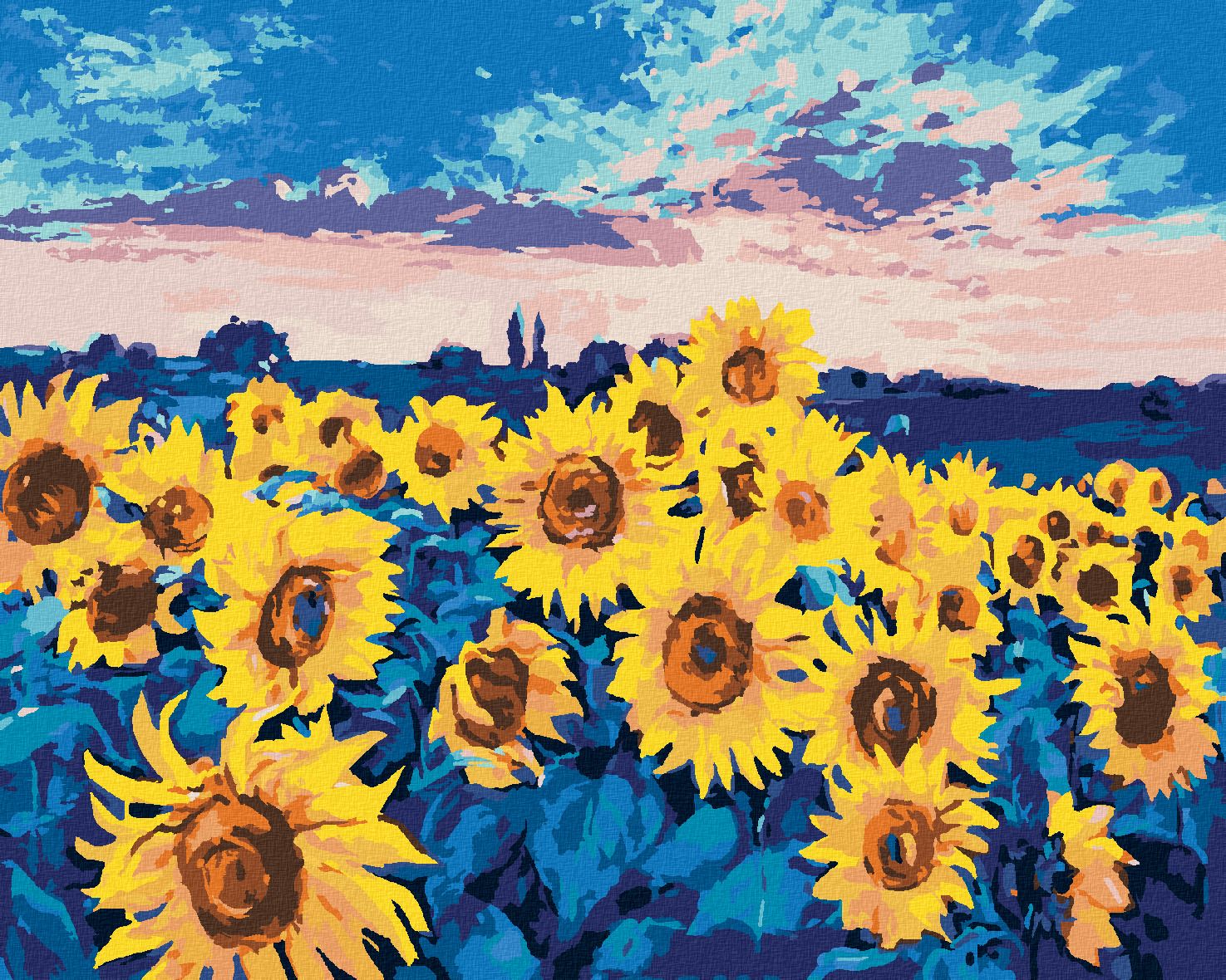 zuty Malování podle čísel - SLUNEČNICE NA POLI - Rozměr: 40x50 cm, Rámování: Varianta: bez rámu a bez vypnutí plátna - obrázek 1