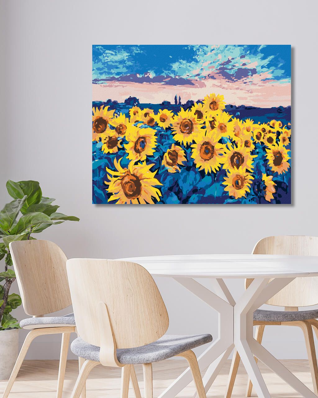 zuty Malování podle čísel - SLUNEČNICE NA POLI - Rozměr: 40x50 cm, Rámování: Varianta: bez rámu a bez vypnutí plátna - obrázek 4