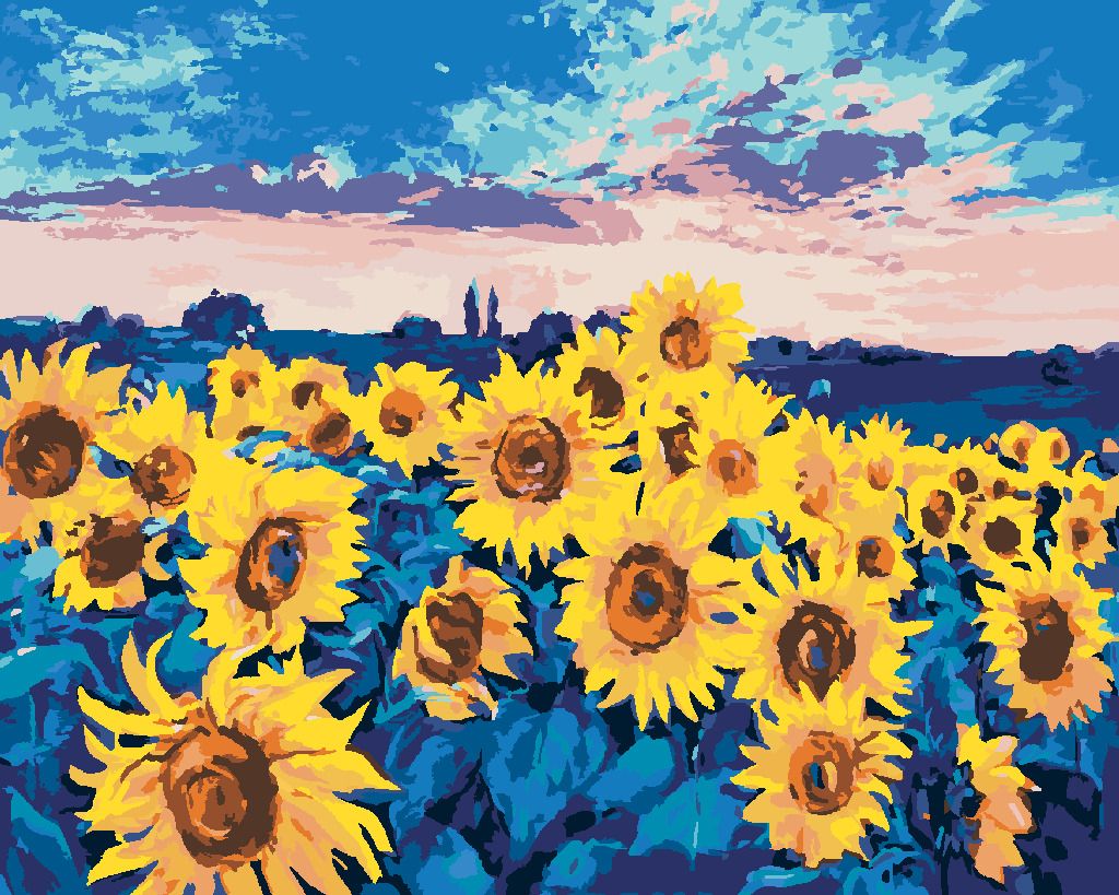 zuty Malování podle čísel - SLUNEČNICE NA POLI - Rozměr: 40x50 cm, Rámování: Varianta: bez rámu a bez vypnutí plátna - obrázek 5