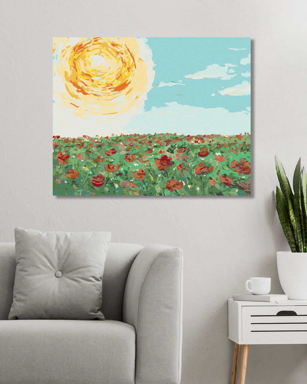 zuty Malování podle čísel - SLUNCE NAD MAKOVÝM POLEM - Rozměr: 40x50 cm, Rámování: Varianta: vypnuté plátno na rám - obrázek 4