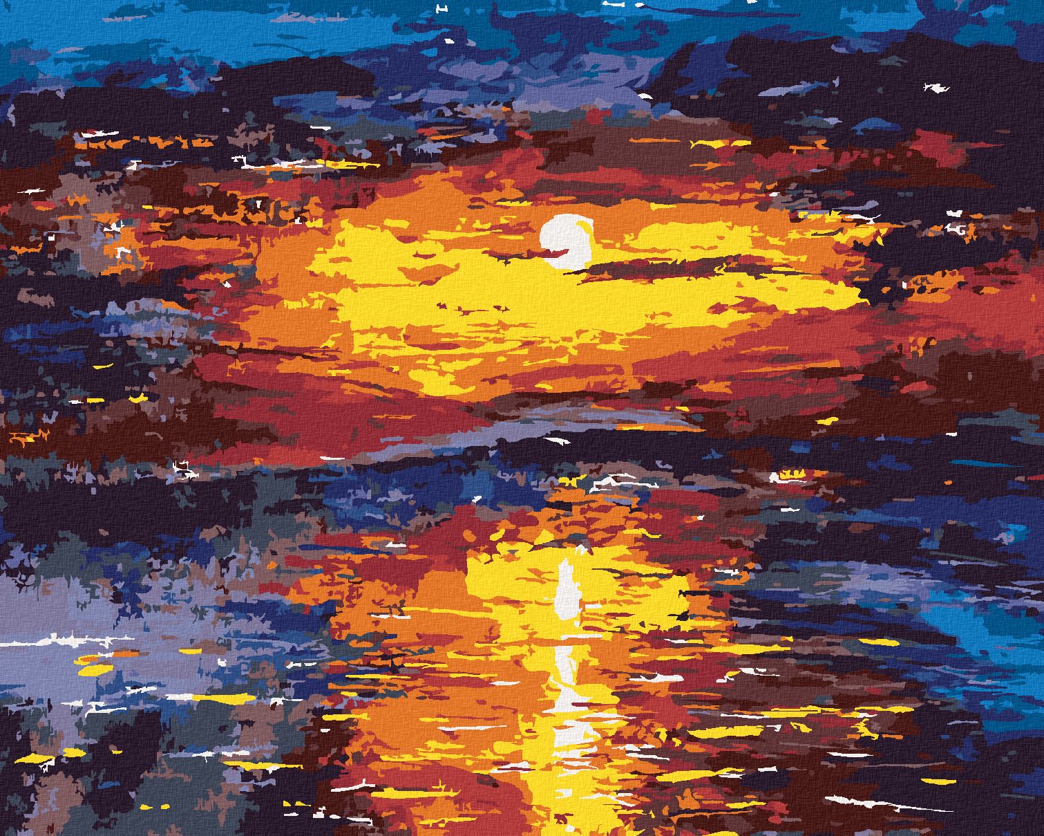 zuty Malování podle čísel - BAREVNÝ ZÁPAD SLUNCE - Rozměr: 40x50 cm, Rámování: Varianta: vypnuté plátno na rám - obrázek 1