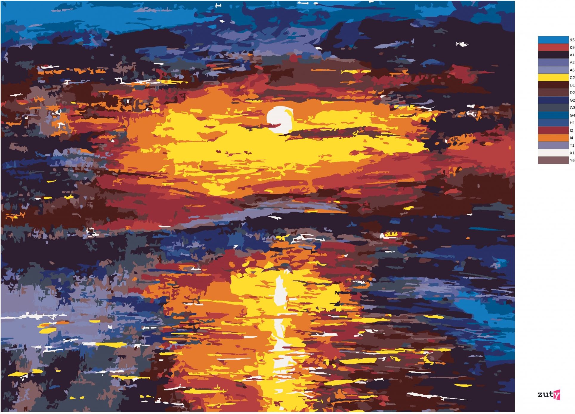 zuty Malování podle čísel - BAREVNÝ ZÁPAD SLUNCE - Rozměr: 40x50 cm, Rámování: Varianta: vypnuté plátno na rám - obrázek 5