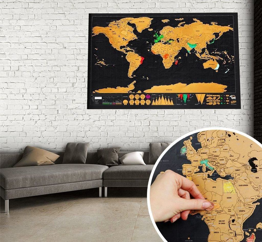 Popron.cz Stírací mapa světa deluxe - černá - obrázek 6