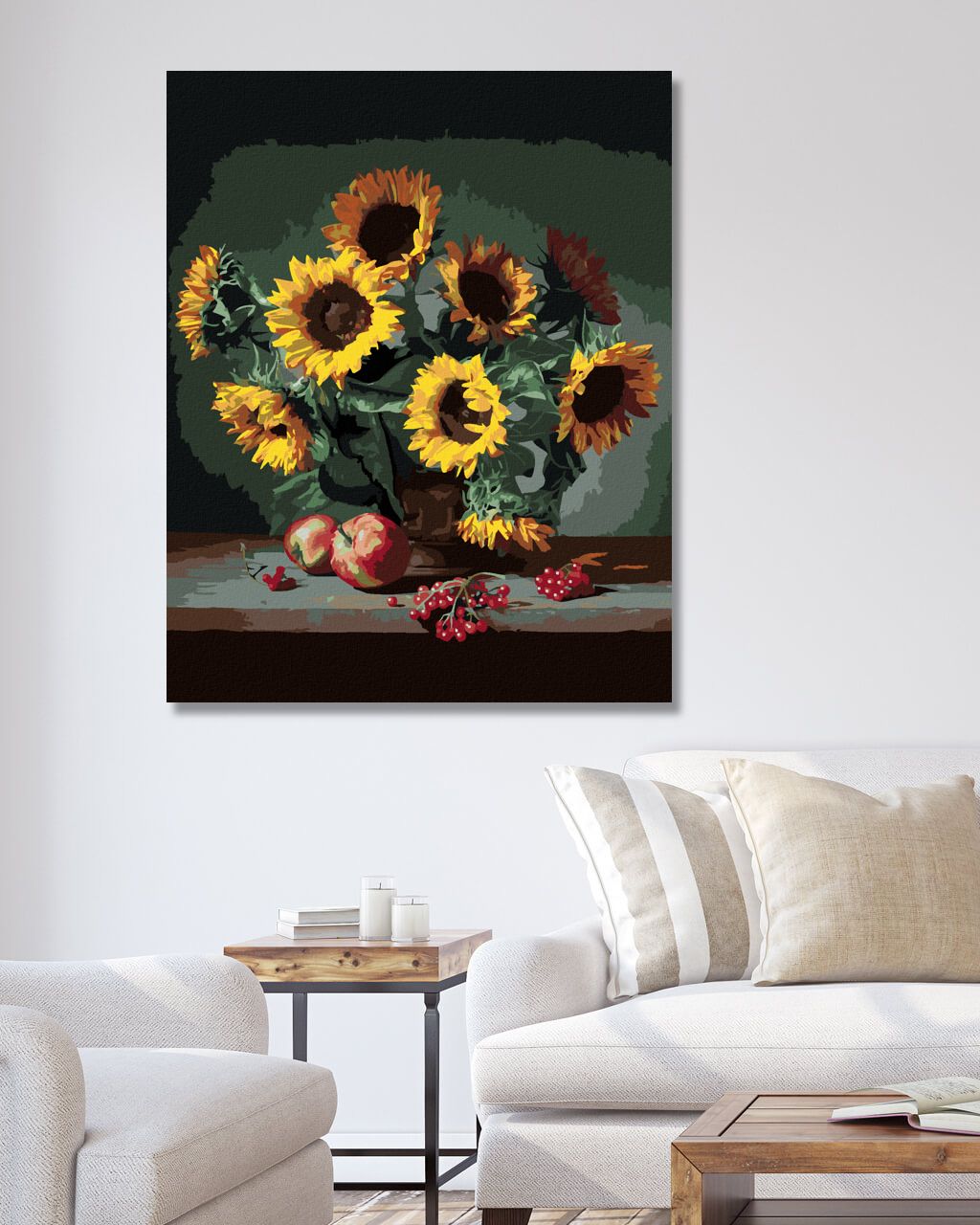 zuty Malování podle čísel - SLUNEČNICE S JABLKY A RYBÍZEM - Rozměr: 40x50 cm, Rámování: Varianta: bez rámu a bez vypnutí plátna - obrázek 10