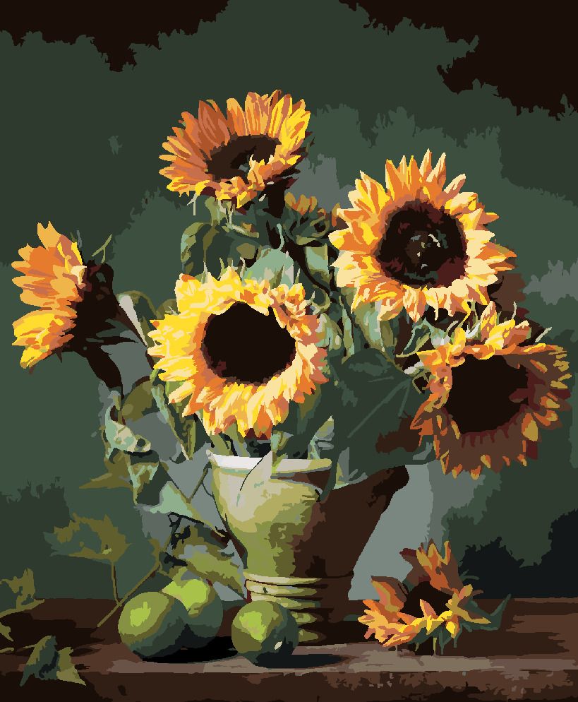 zuty Malování podle čísel - SLUNEČNICE A LIMETKY - Rozměr: 40x50 cm, Rámování: Varianta: vypnuté plátno na rám - obrázek 4