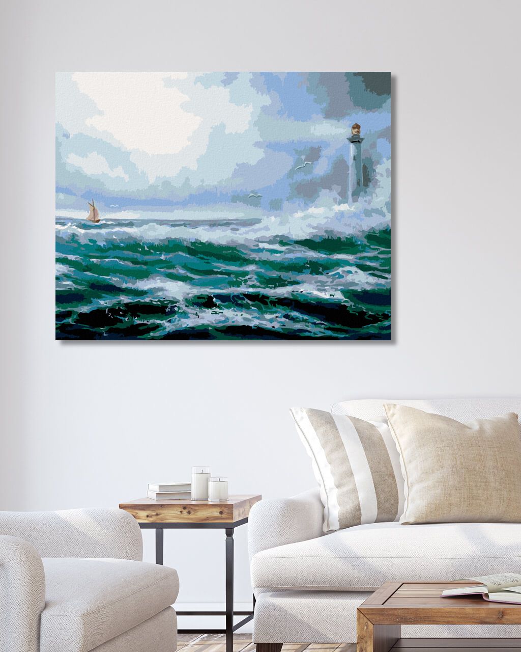 zuty Malování podle čísel - MAJÁK V OCEÁNU - Rozměr: 40x50 cm, Rámování: Varianta: bez rámu a bez vypnutí plátna - obrázek 2