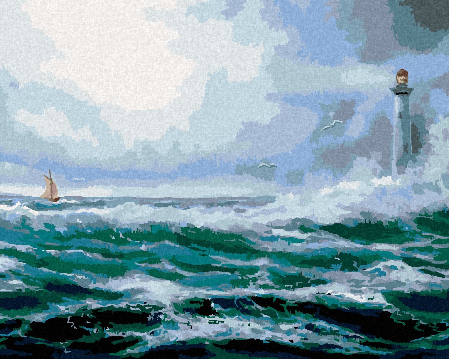zuty Malování podle čísel - MAJÁK V OCEÁNU - Rozměr: 40x50 cm, Rámování: Varianta: vypnuté plátno na rám - obrázek 1