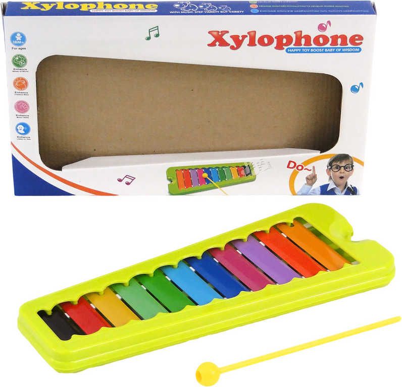 Xylofon dětský barevný 11 kláves s paličkou *HUDEBNÍ NÁSTROJE* - obrázek 1