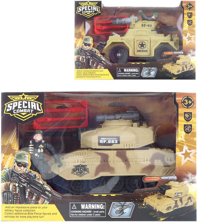 Vojenská sada obrněné army vozidlo s figurkou s funkčním dělem 2 druhy plast - obrázek 1