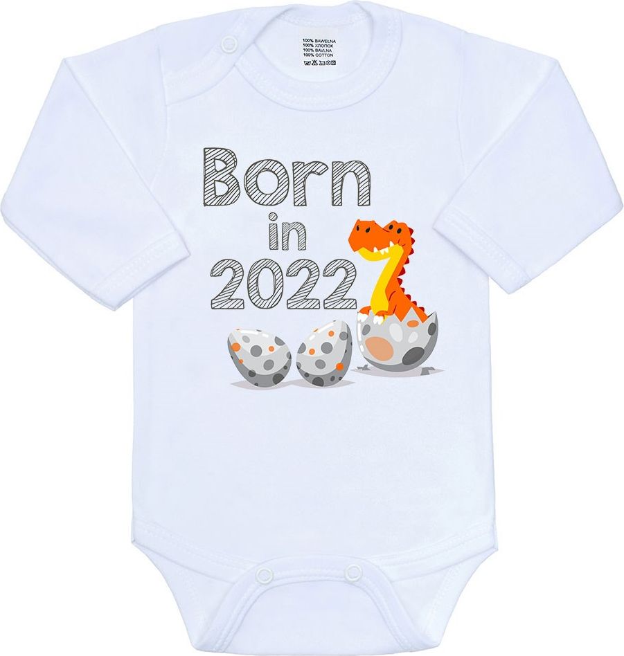 Body s potiskem New Baby Born in 2022 dinosaurus Varianta: bílá/68 (4-6m) - obrázek 1