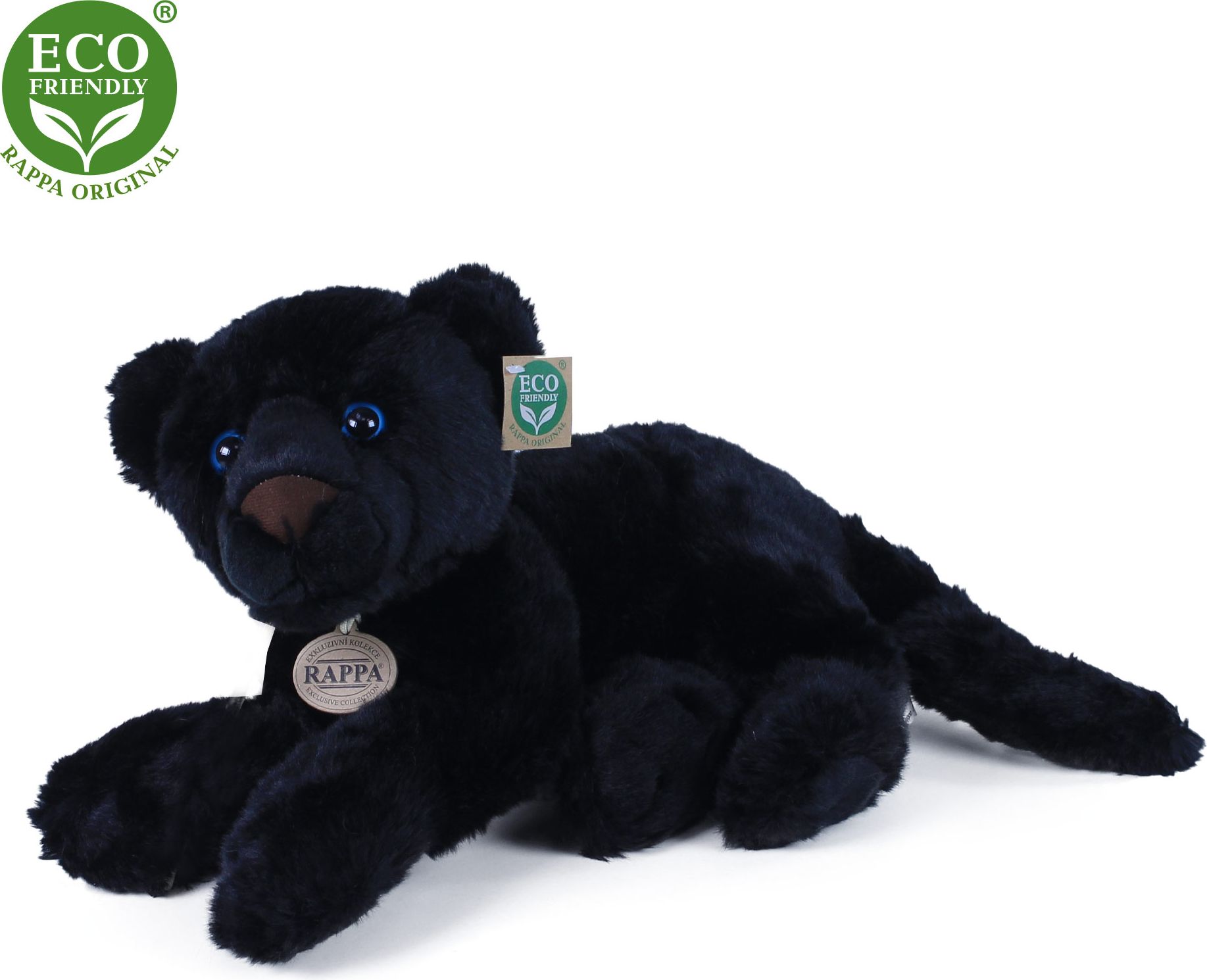 RAPPA Plyšový černý panter ležící 40 cm ECO-FRIENDLY - obrázek 2