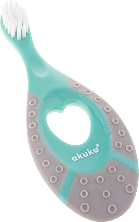 První zubní kartáček se silikonovým kousátkem Akuku Varianta: zelenožlutý - multicolor - obrázek 4