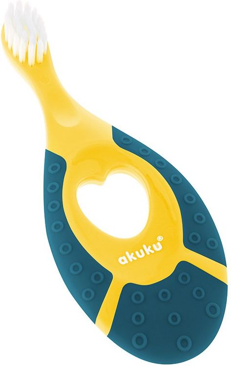 První zubní kartáček se silikonovým kousátkem Akuku Varianta: zelenožlutý - multicolor - obrázek 5