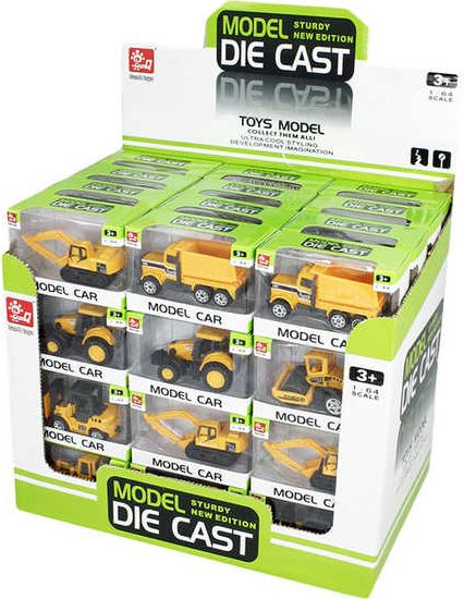 Autíčko pracovní kovové 8cm stavební stroje model 1:64 v krabičce 5 druhů - obrázek 2