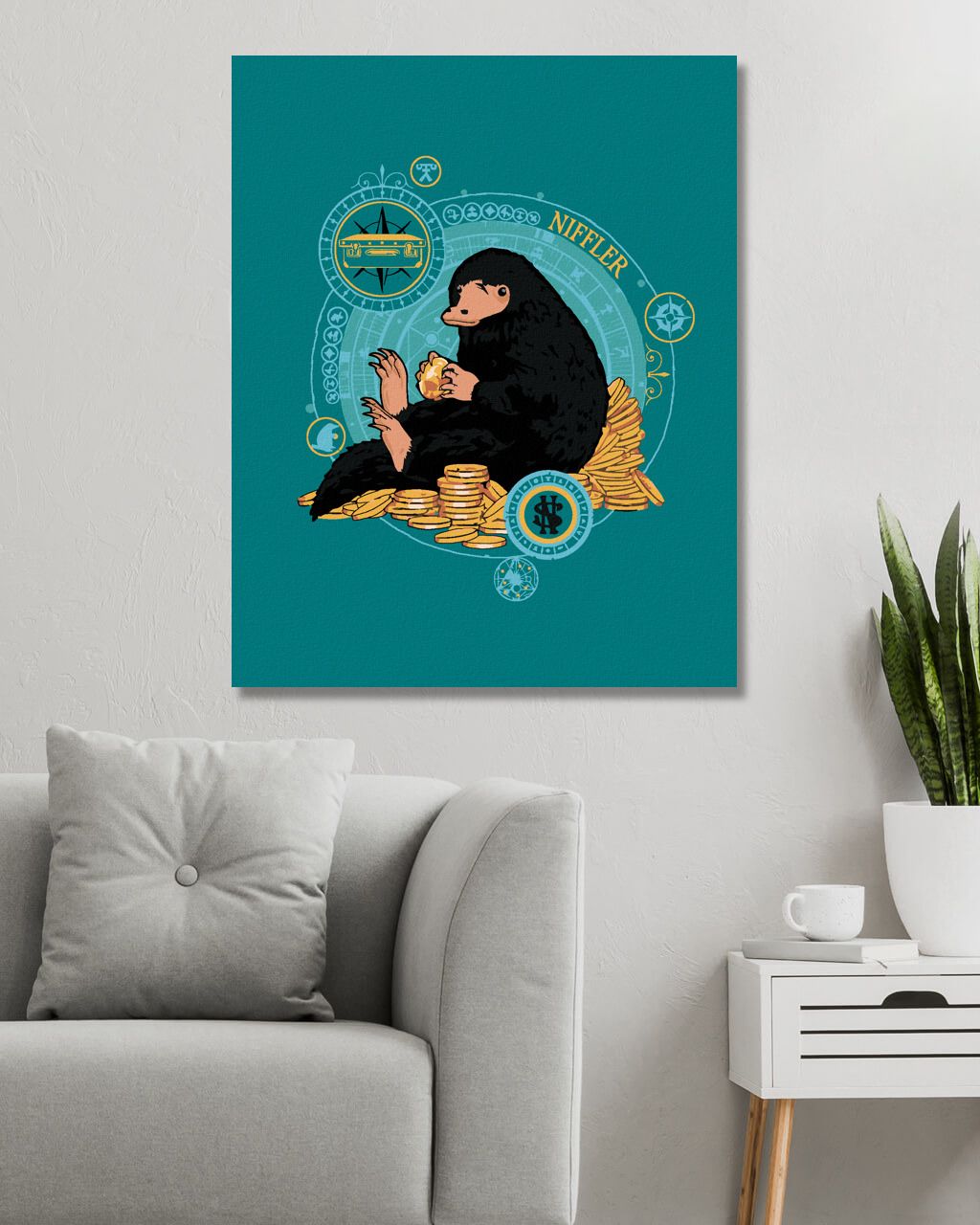 zuty Malování podle čísel - HRABÁK S HROMÁDKOU MINCÍ (FANTASTICKÁ ZVÍŘATA) - Rozměr: 40x50 cm, Rámování: Varianta: vypnuté plátno na rám - obrázek 7