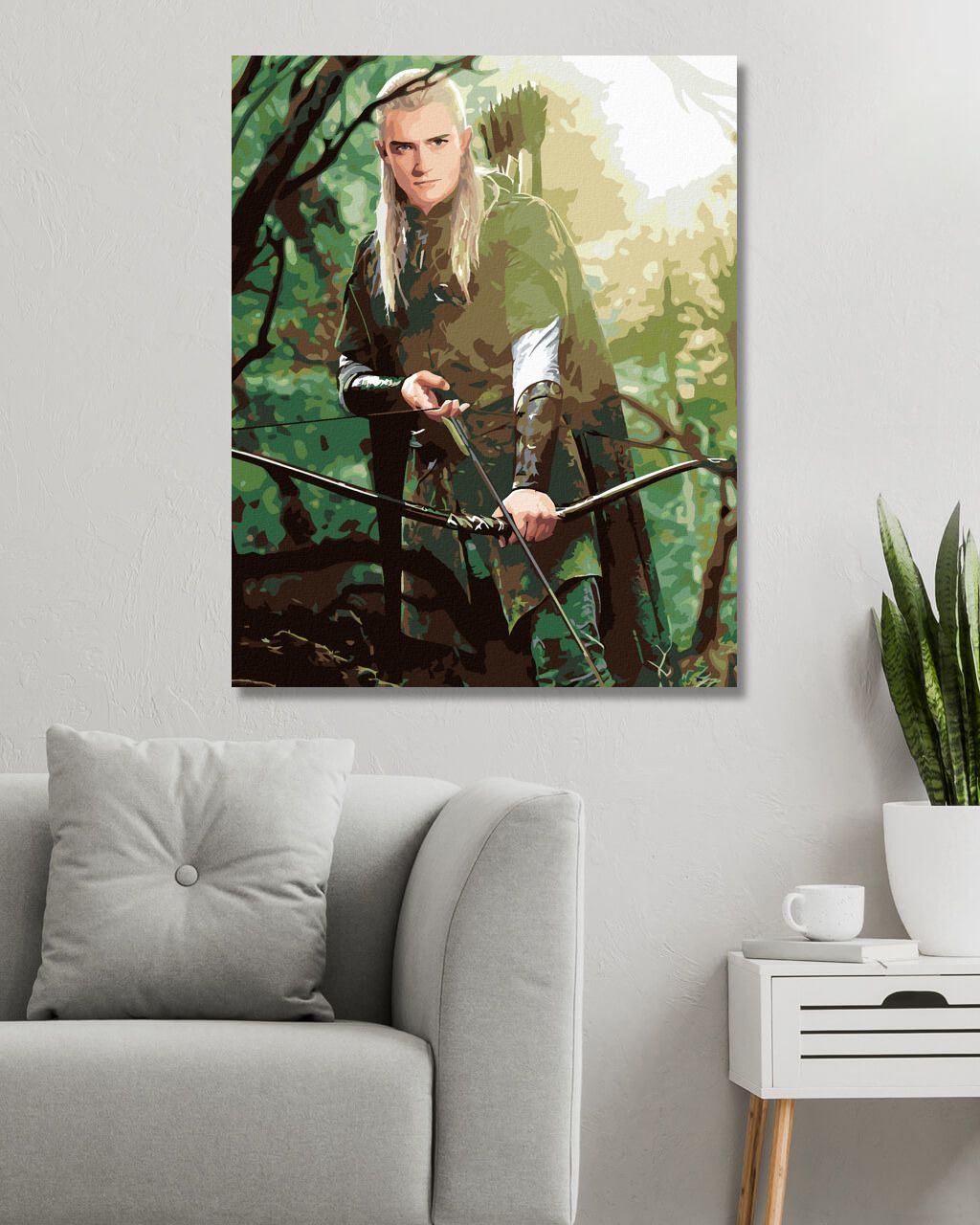 zuty Malování podle čísel - LEGOLAS V LESE (PÁN PRSTENŮ) - Rozměr: 40x50 cm, Rámování: Varianta: bez rámu a bez vypnutí plátna - obrázek 2