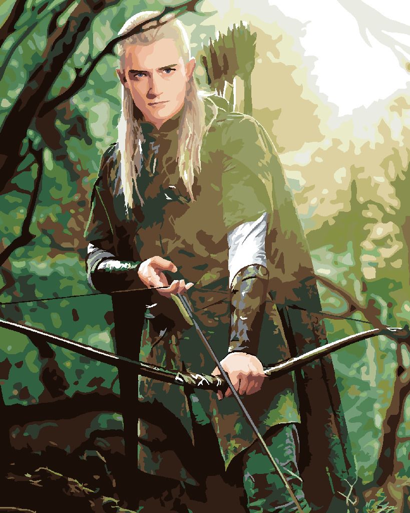 zuty Malování podle čísel - LEGOLAS V LESE (PÁN PRSTENŮ) - Rozměr: 40x50 cm, Rámování: Varianta: vypnuté plátno na rám - obrázek 9