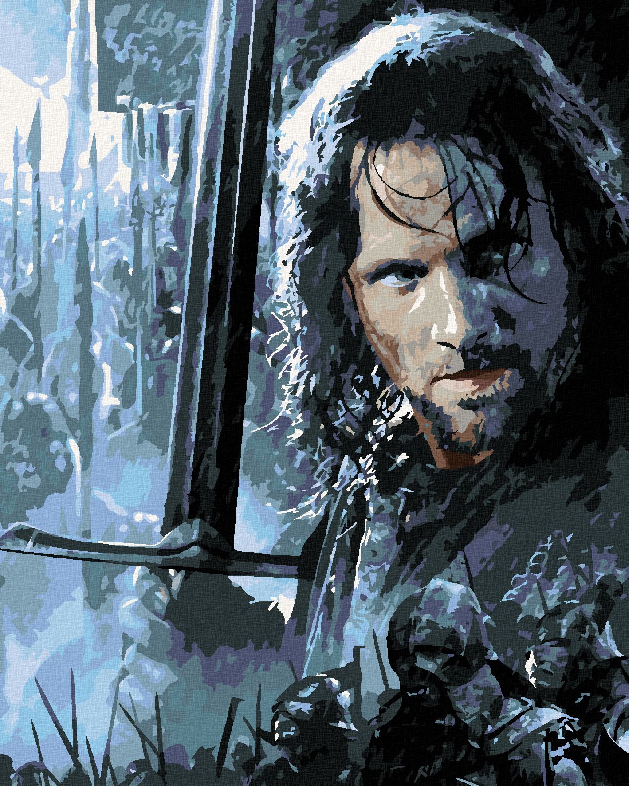 zuty Malování podle čísel - ARAGORN A BITVA O HELMŮV ŽLEB (PÁN PRSTENŮ) - Rozměr: 40x50 cm, Rámování: Varianta: bez rámu a bez vypnutí plátna - obrázek 1