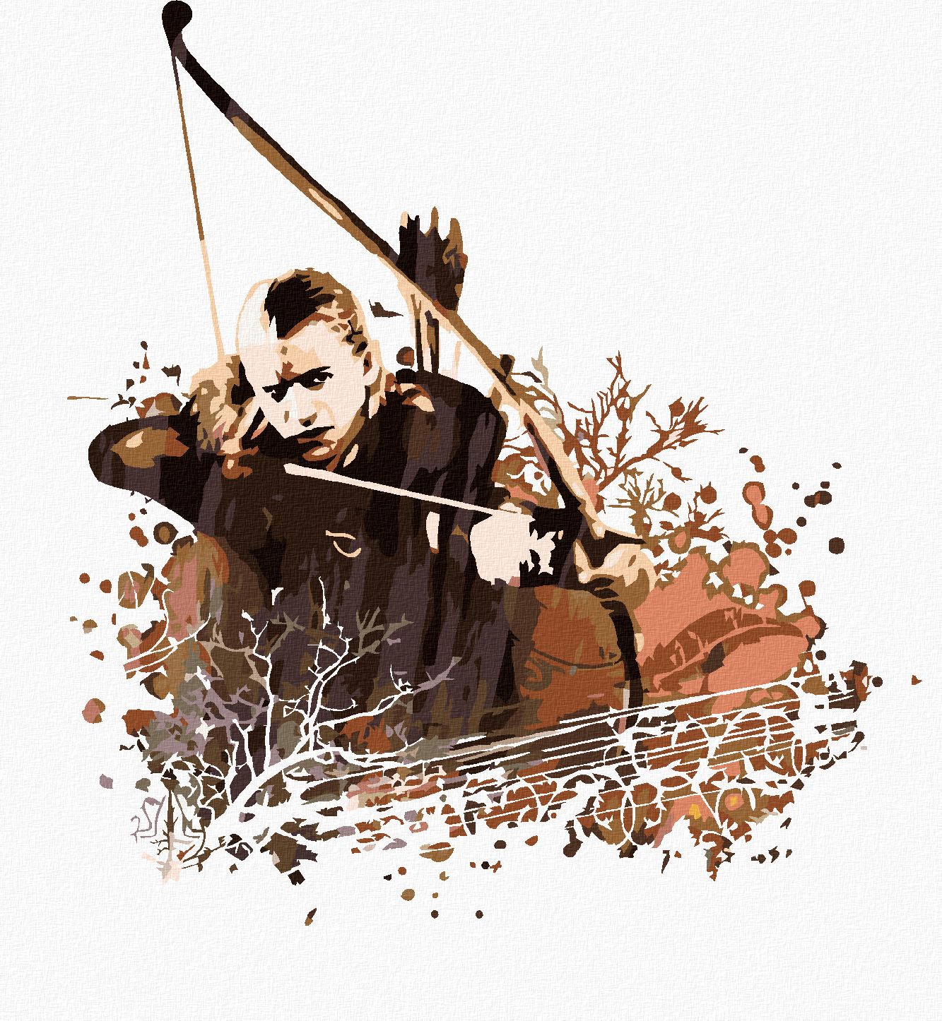 zuty Malování podle čísel - MALOVANÝ LEGOLAS (PÁN PRSTENŮ) - Rozměr: 40x50 cm, Rámování: Varianta: bez rámu a bez vypnutí plátna - obrázek 1