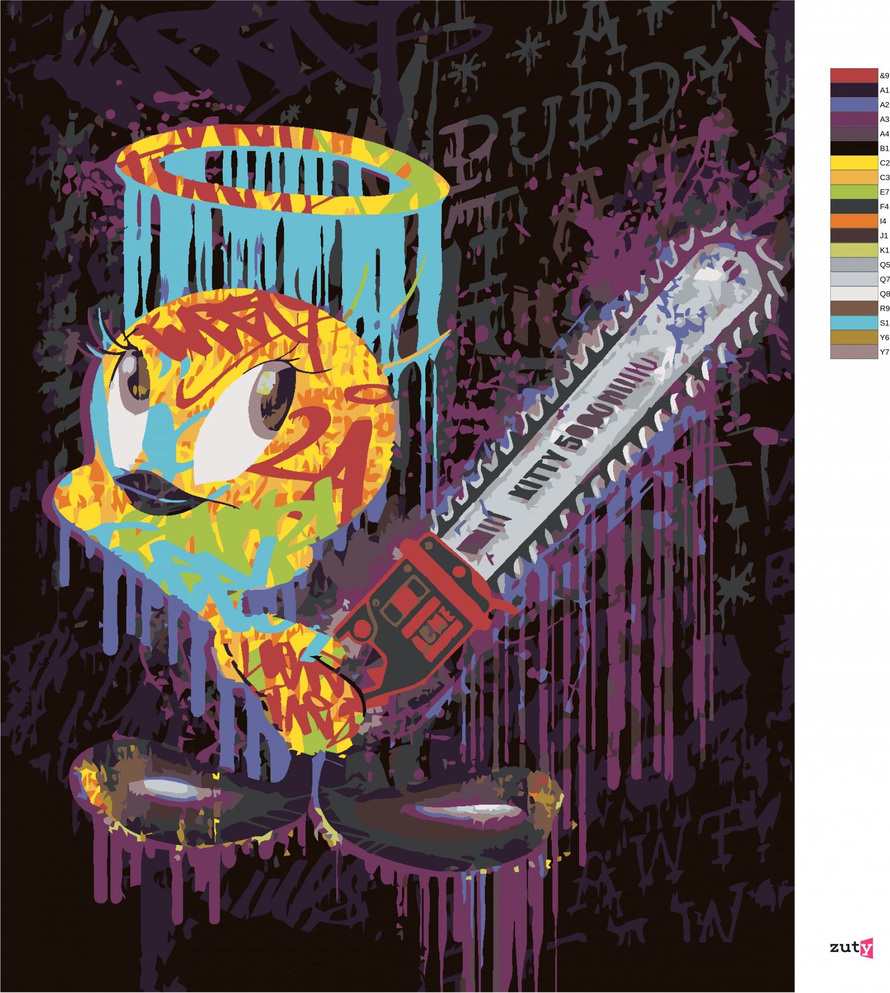 zuty Malování podle čísel - TWEETY GRAFFITI (LOONEY TUNES) - Rozměr: 40x50 cm, Rámování: Varianta: bez rámu a bez vypnutí plátna - obrázek 8