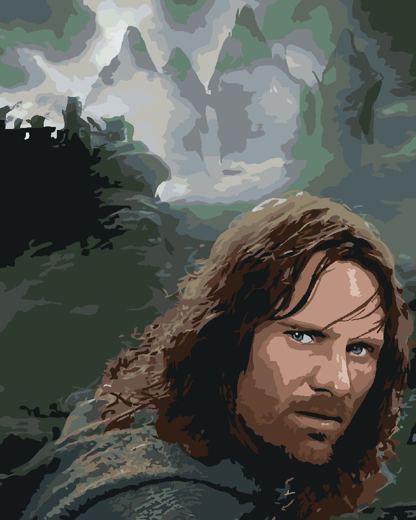 zuty Malování podle čísel - ARAGORN PORTRÉT (PÁN PRSTENŮ) - Rozměr: 40x50 cm, Rámování: Varianta: bez rámu a bez vypnutí plátna - obrázek 7