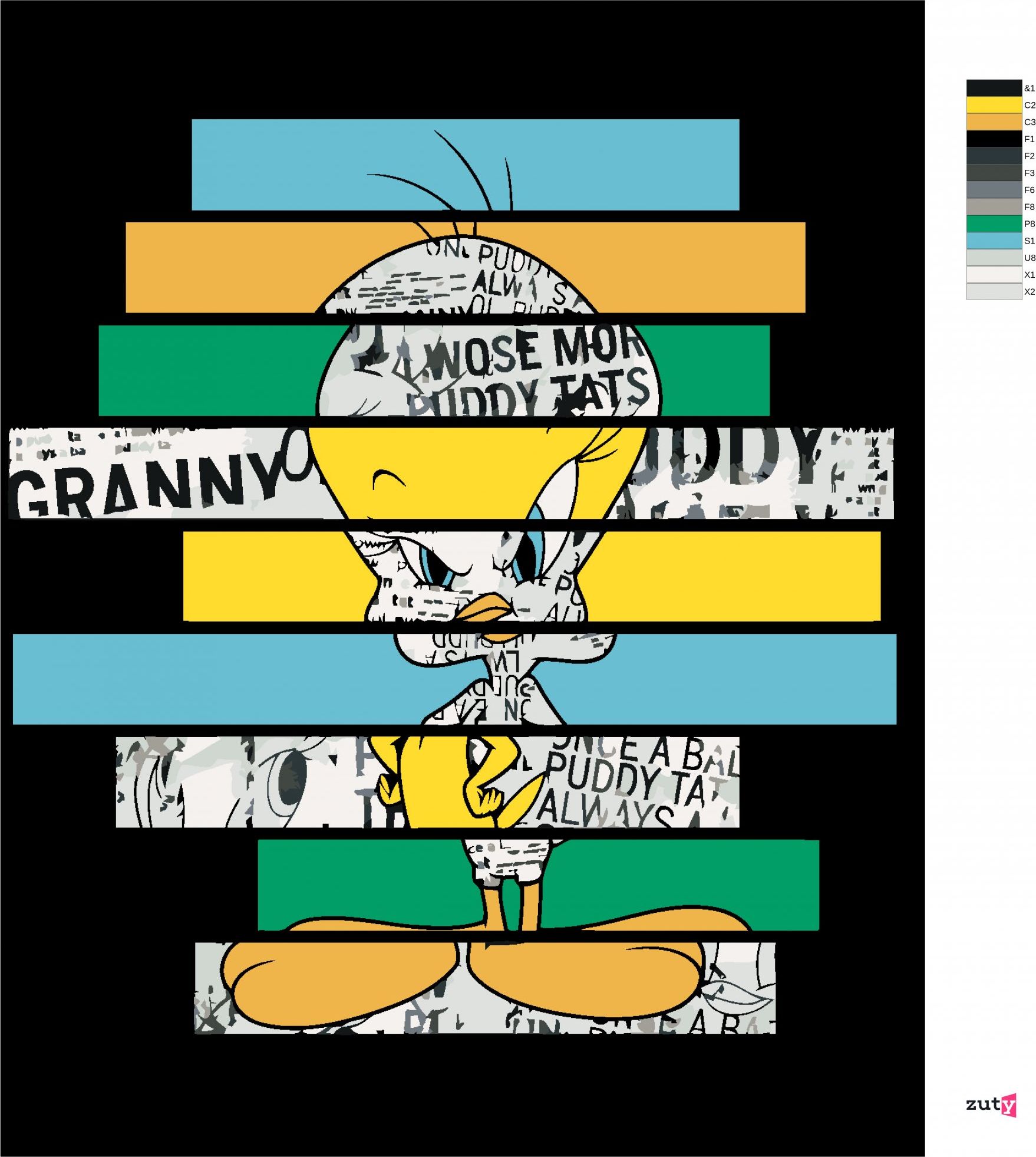 zuty Malování podle čísel - TWEETY NOVINY (LOONEY TUNES) - Rozměr: 40x50 cm, Rámování: Varianta: vypnuté plátno na rám - obrázek 6