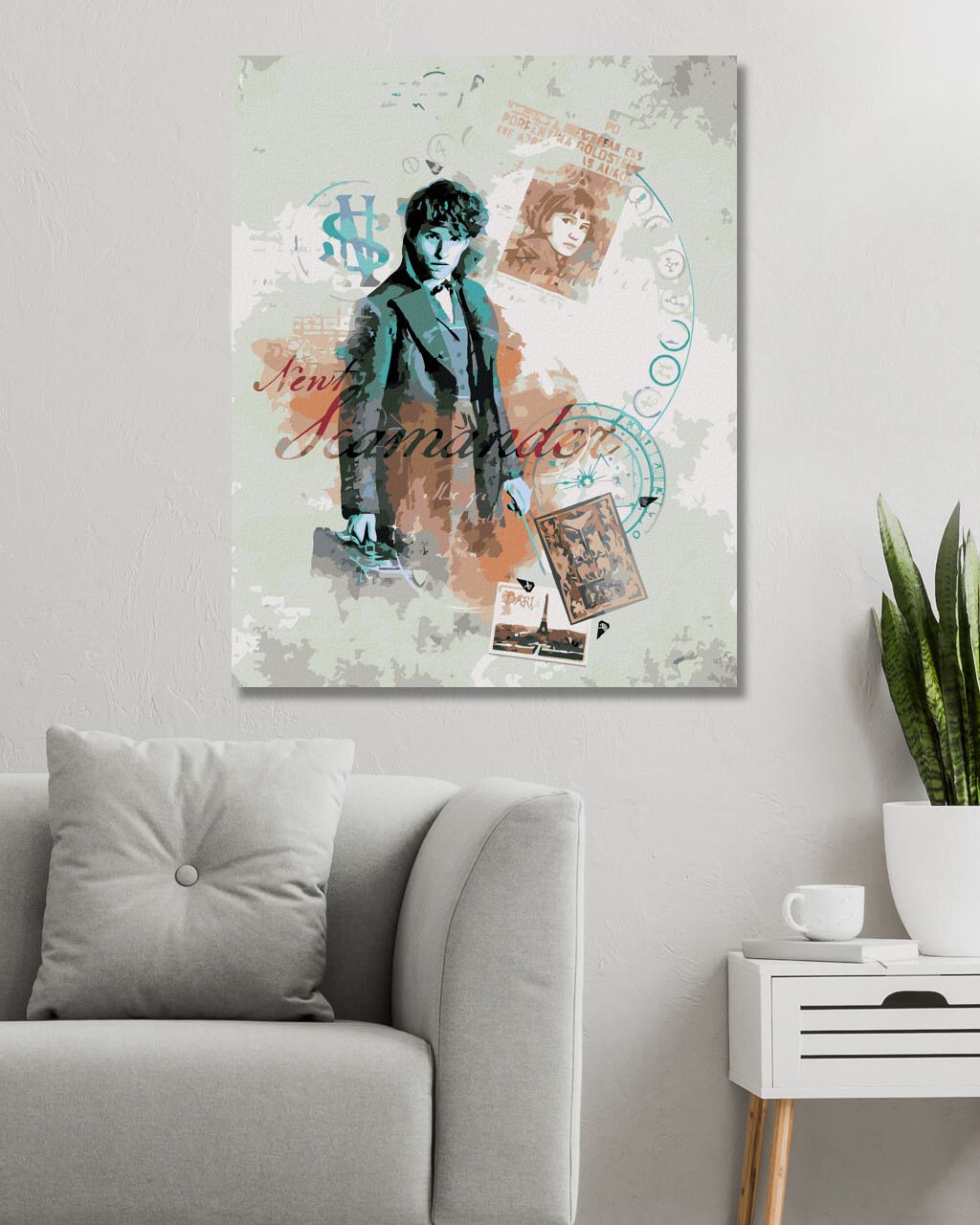 zuty Malování podle čísel - KOLÁŽ MLOK SCAMANDER (FANTASTICKÁ ZVÍŘATA) - Rozměr: 40x50 cm, Rámování: Varianta: vypnuté plátno na rám - obrázek 3