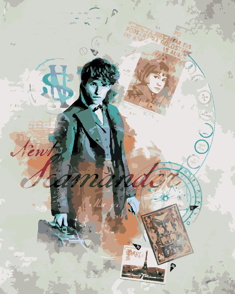 zuty Malování podle čísel - KOLÁŽ MLOK SCAMANDER (FANTASTICKÁ ZVÍŘATA) - Rozměr: 40x50 cm, Rámování: Varianta: vypnuté plátno na rám - obrázek 10