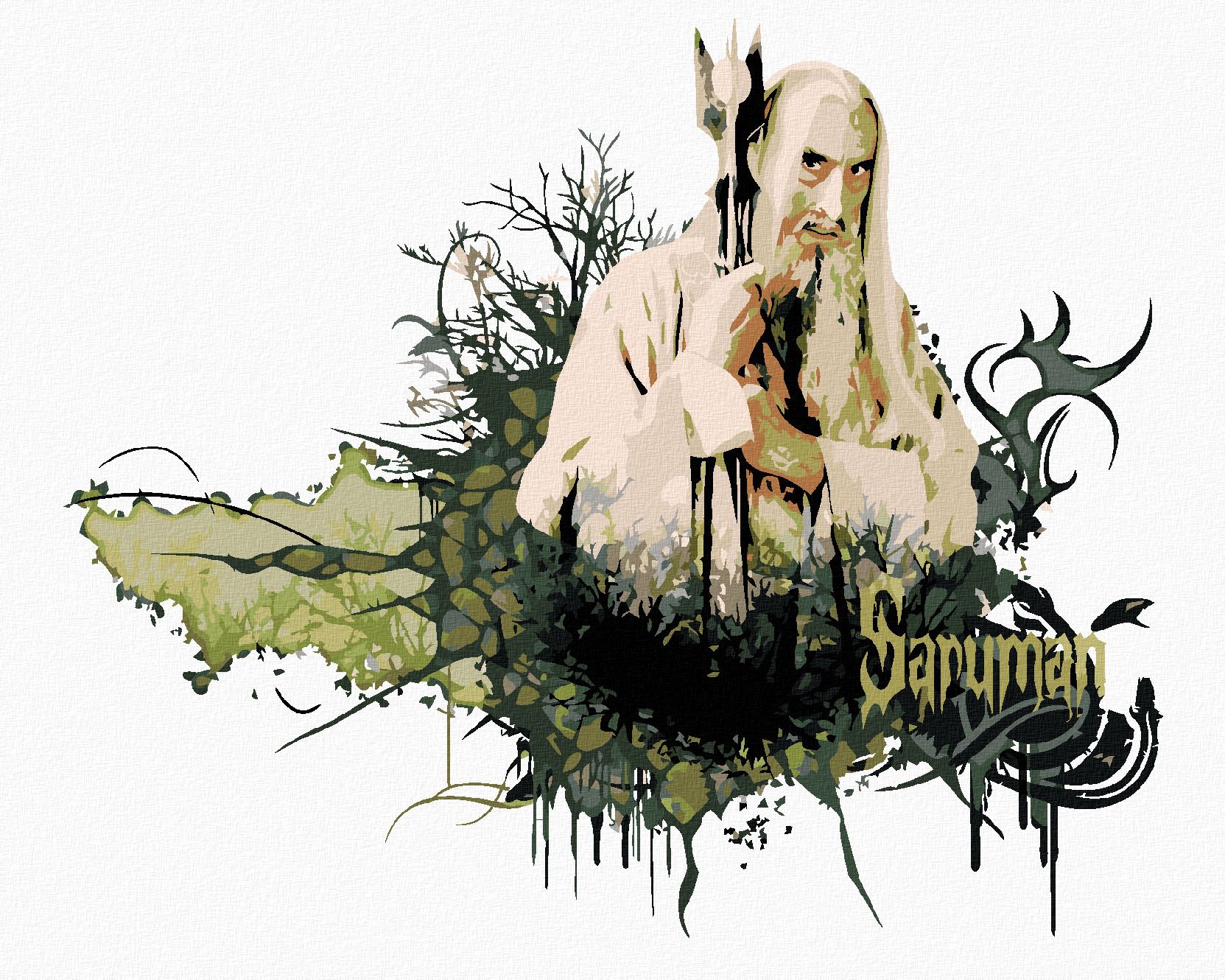 zuty Malování podle čísel - MALOVANÝ SARUMAN (PÁN PRSTENŮ) - Rozměr: 40x50 cm, Rámování: Varianta: vypnuté plátno na rám - obrázek 1