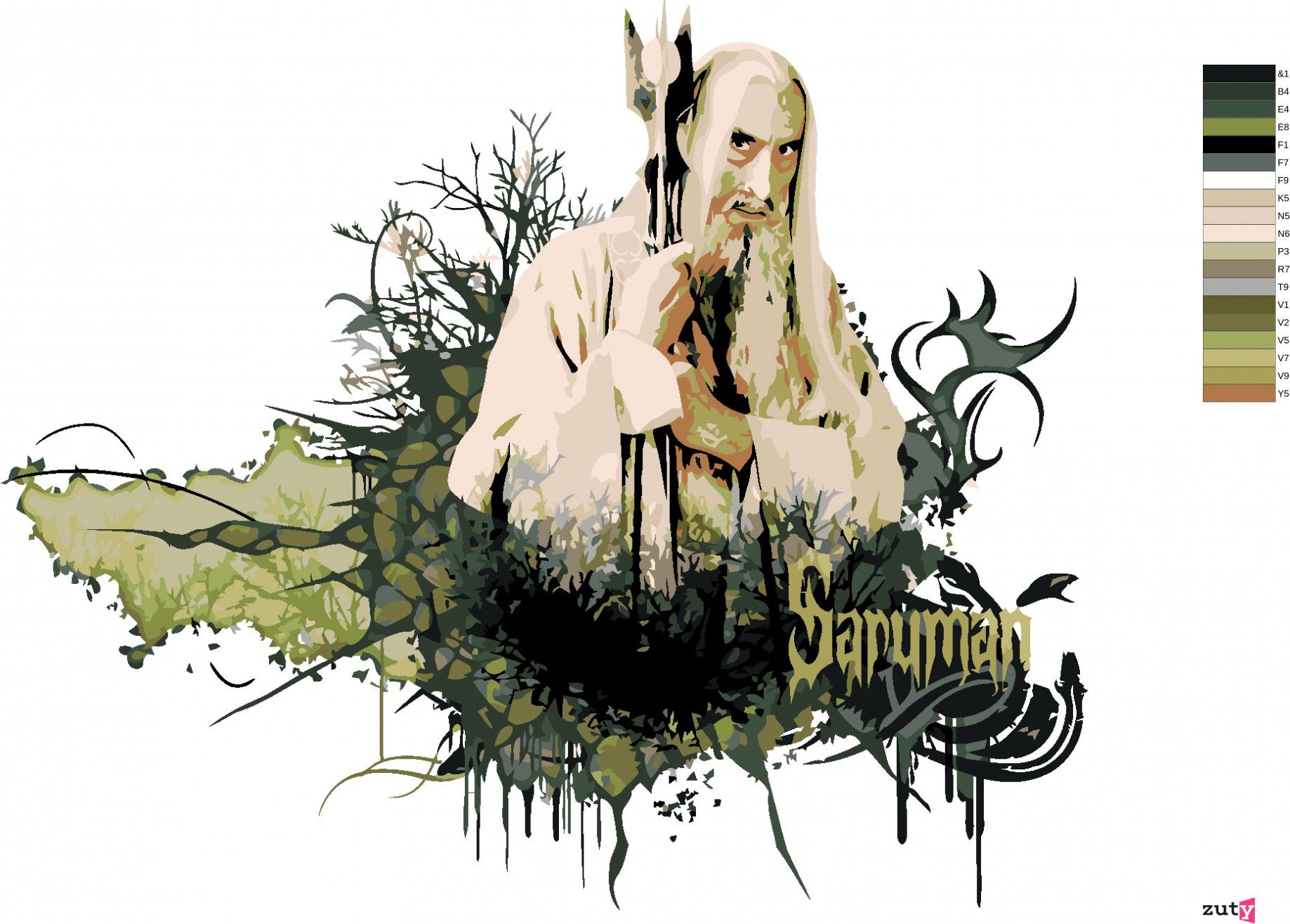 zuty Malování podle čísel - MALOVANÝ SARUMAN (PÁN PRSTENŮ) - Rozměr: 40x50 cm, Rámování: Varianta: vypnuté plátno na rám - obrázek 3
