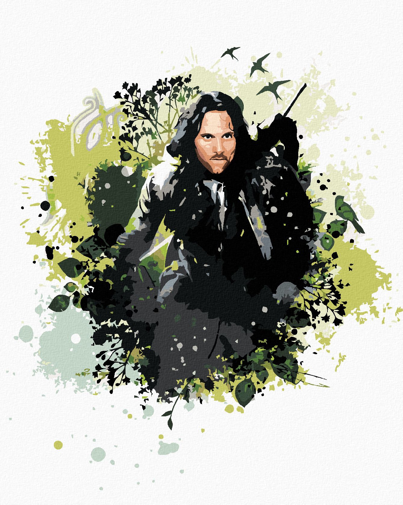 zuty Malování podle čísel - MALOVANÝ ARAGORN II (PÁN PRSTENŮ) - Rozměr: 40x50 cm, Rámování: Varianta: bez rámu a bez vypnutí plátna - obrázek 1